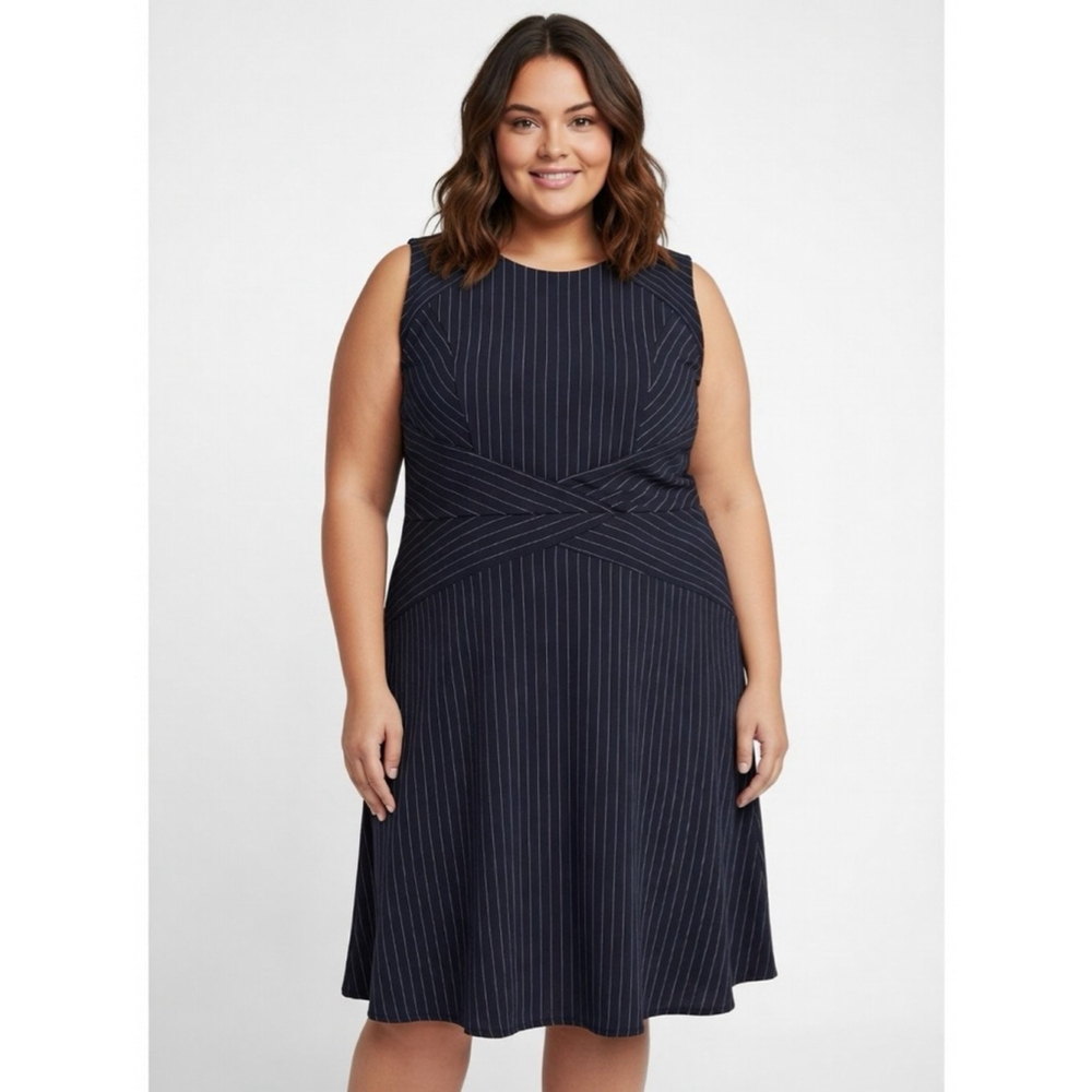 Women's pin stripe navy blue and white dress sz 3x